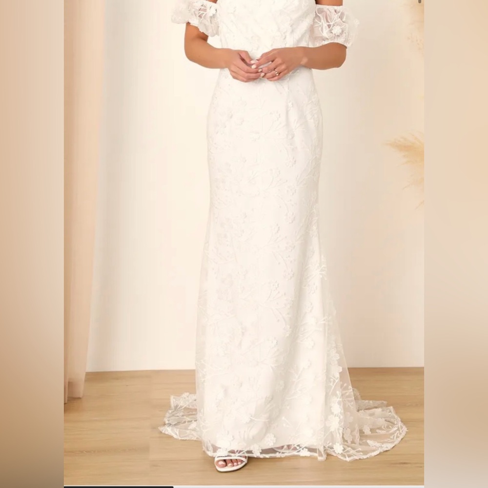 Lulus 3d Magical Floral Wedding Dress with Train